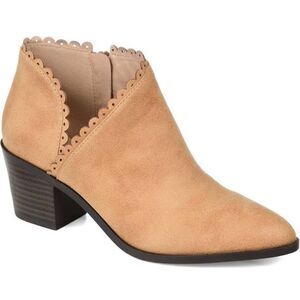 Journee Collection Scalloped Edge Tan Booties